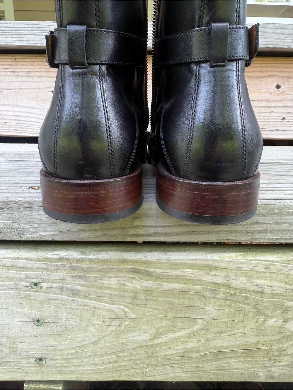 Johnston & Murphy Black Leather Ankle Boots Buckle Jodhpur Zip Mens 10.5 M Dress - Picture 10 of 16